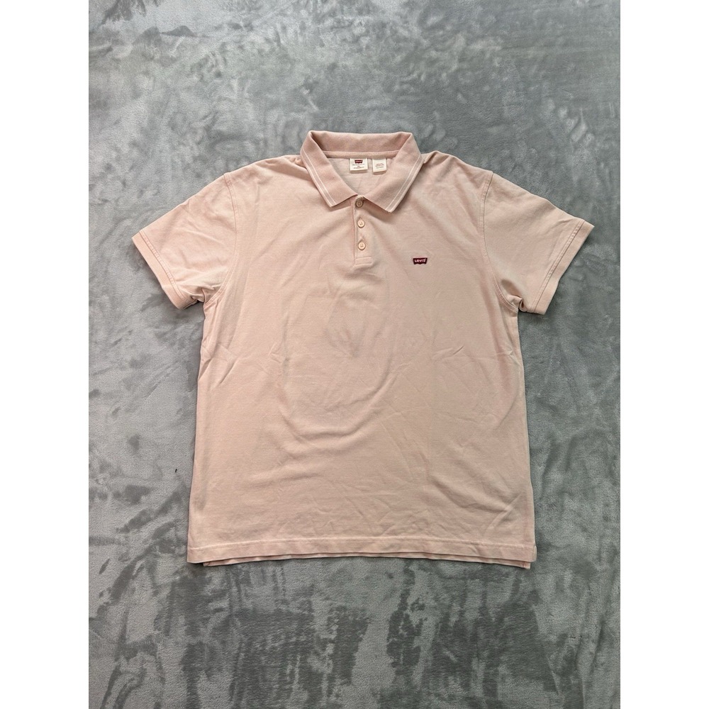 Mens Levi's Housemark‎ Short Sleeve Polo Shirt Size XXL Pale Peach/Pink Preppy